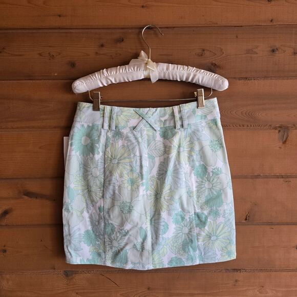 For Love & Lemons Peyton Mini Skirt Mint Floral Boho NWT M Pastel Prairie Bottom - Picture 3 of 5